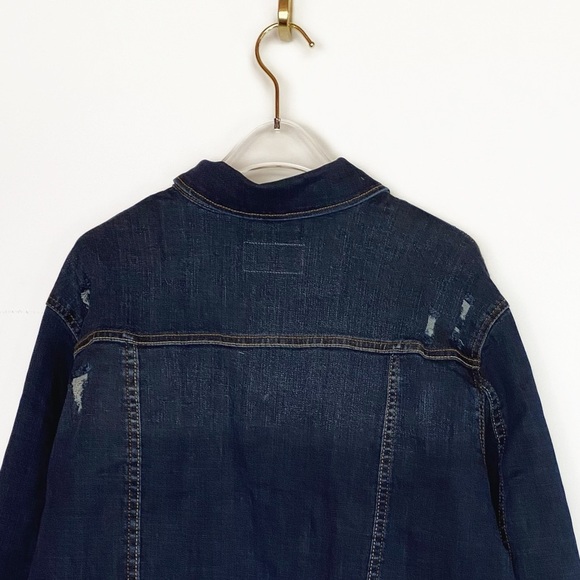 NWT 🆕 KANCAN Dark Wash Denim Jacket distressed Womens size 2XL - Picture 5 of 9